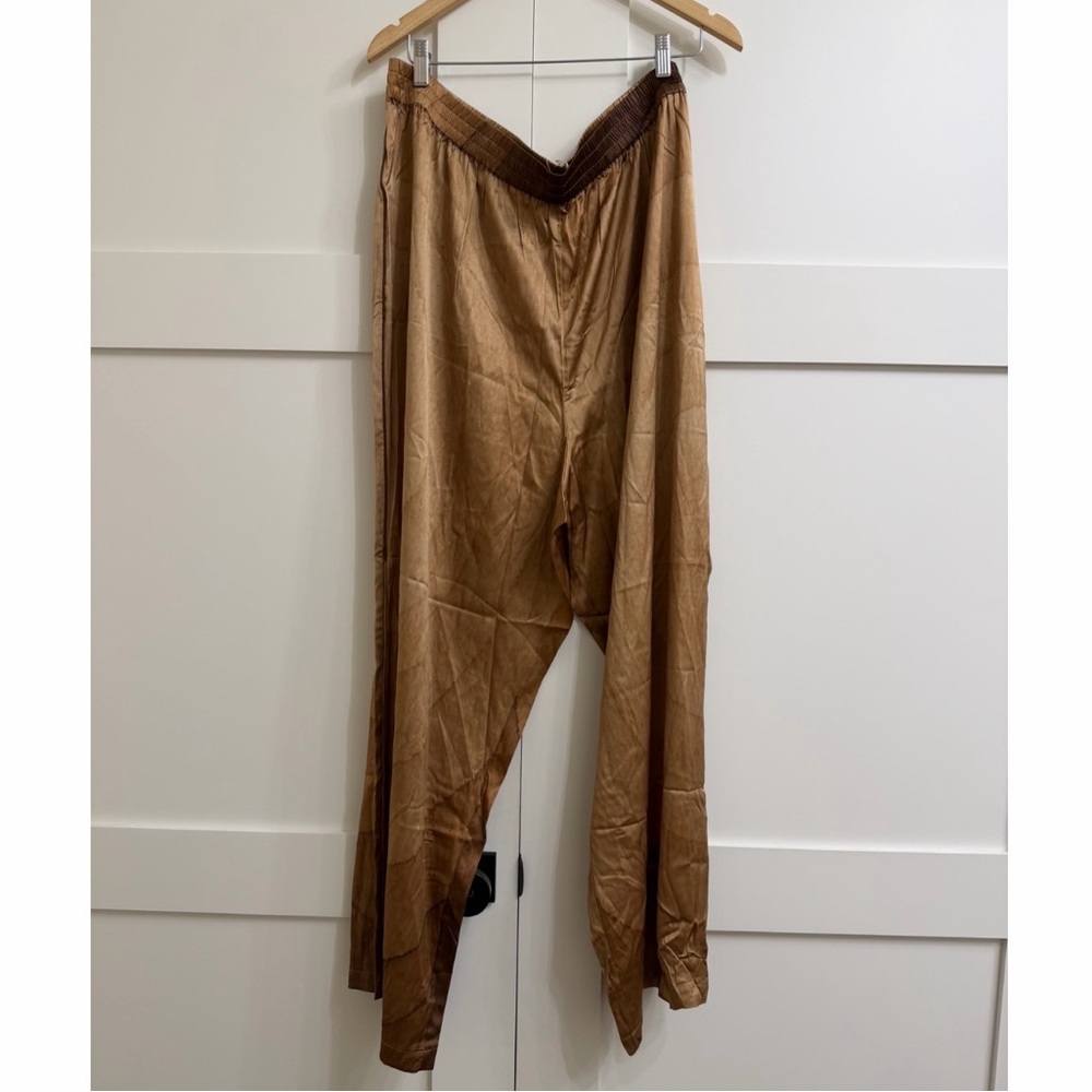 NWT Skims Silk Wide Leg Sleep Pants in Nude Print, Size 4X